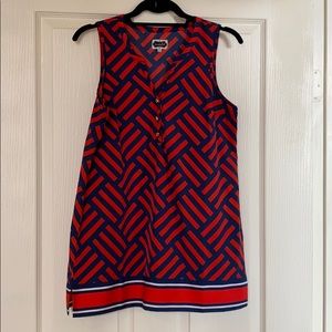 Mud Pie sleeveless red and blue blouse